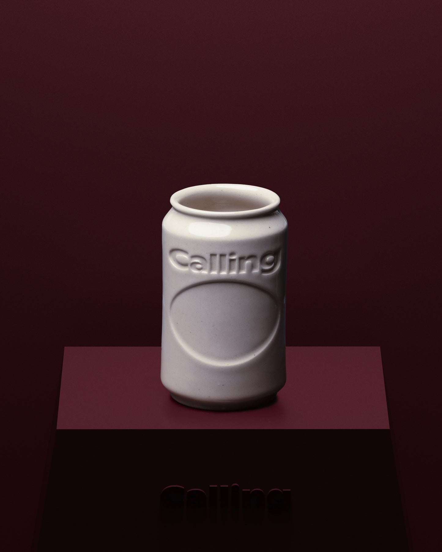 calling off-white ceramic can
