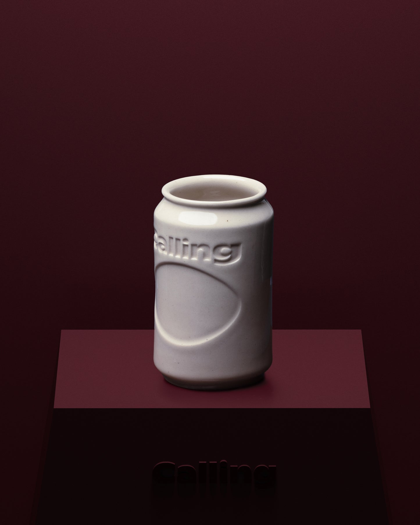 calling off-white ceramic can