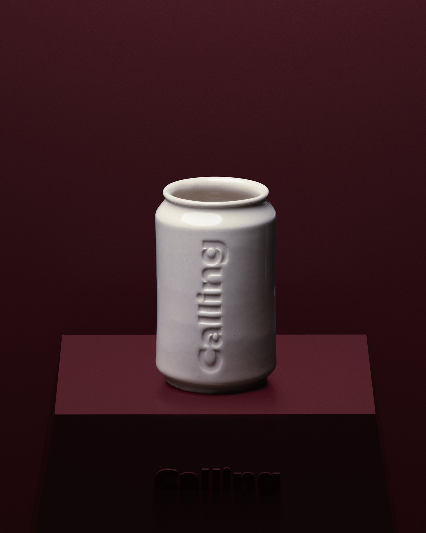 calling off-white ceramic can