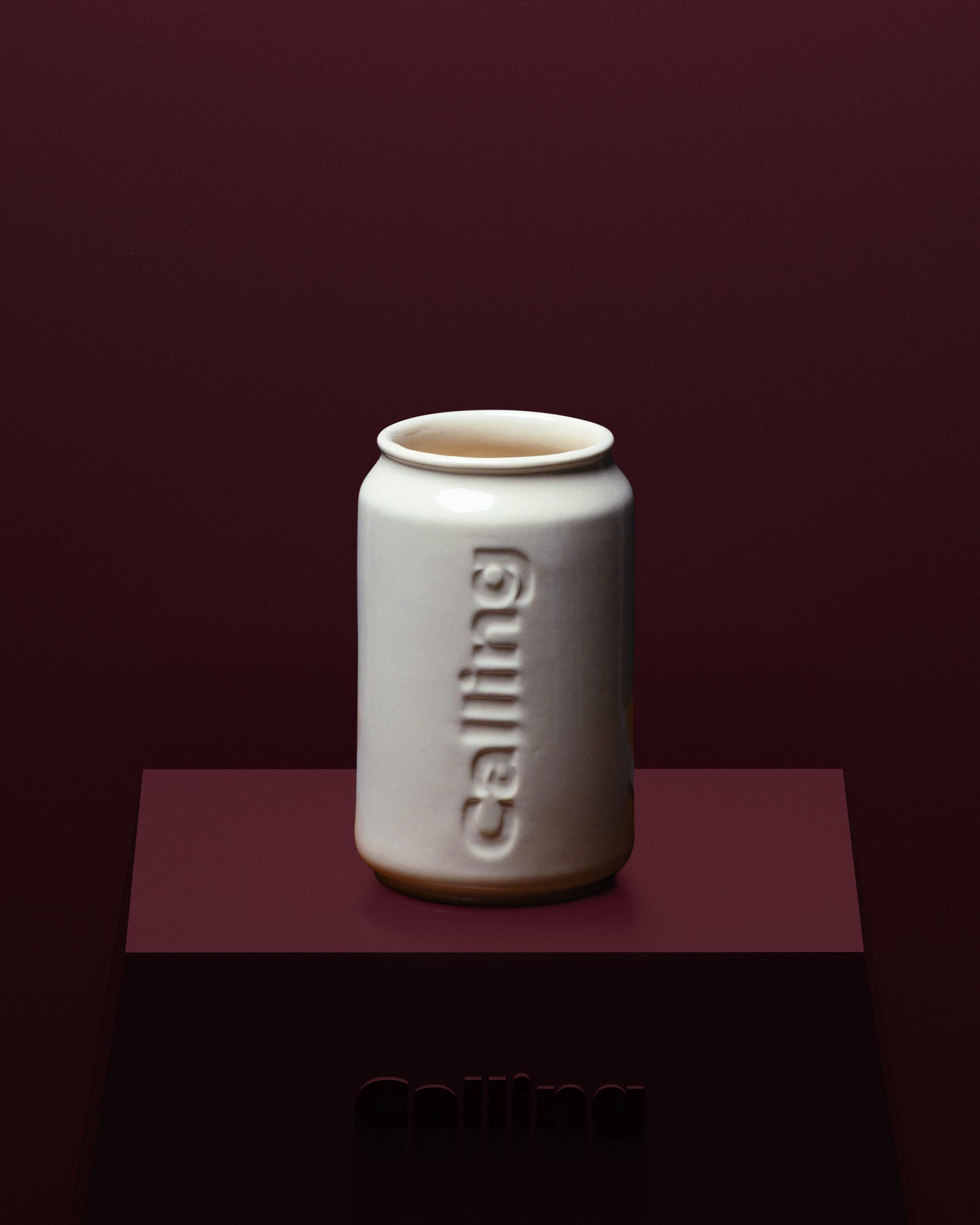calling off-white ceramic can