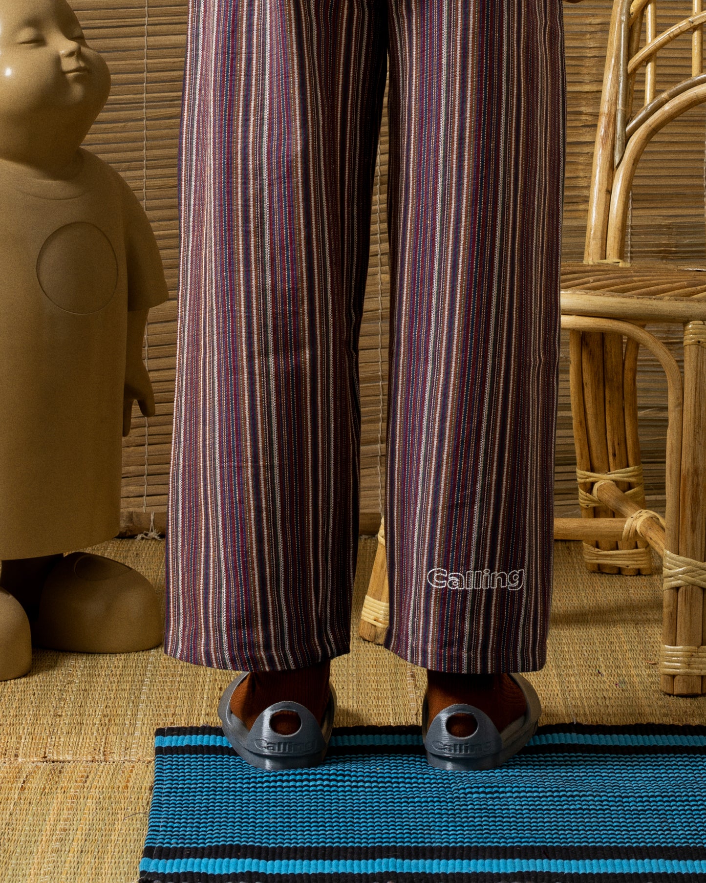 men's striped hemp pant