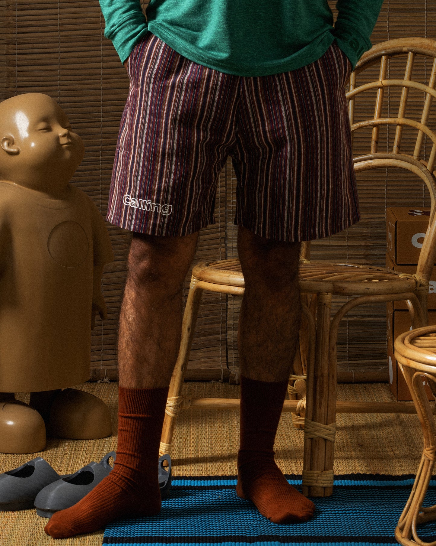 men's striped hemp short