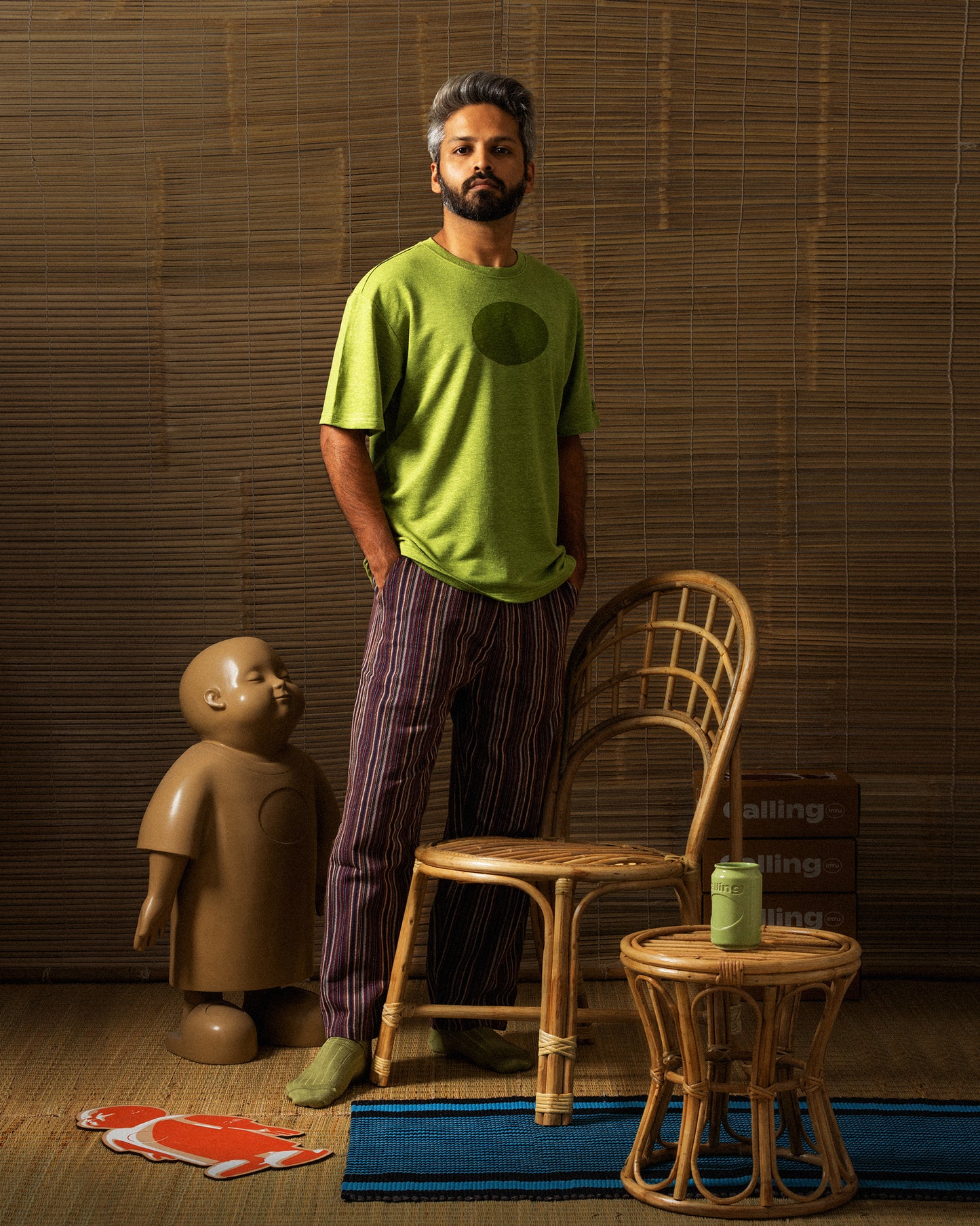 men's olive green oversized hemp t-shirt