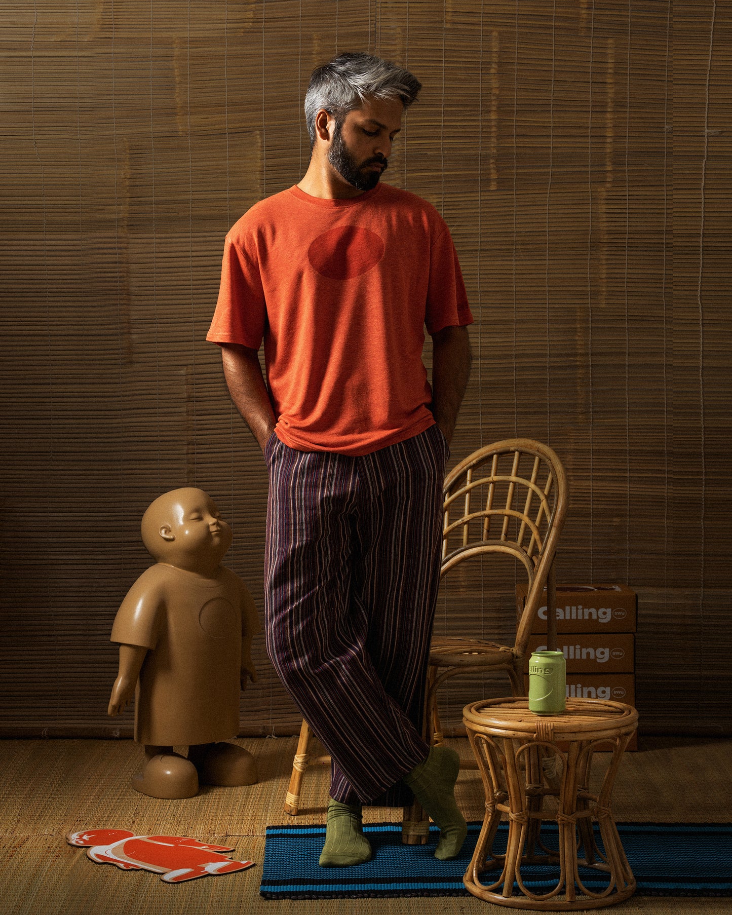 men's orange oversized hemp t-shirt