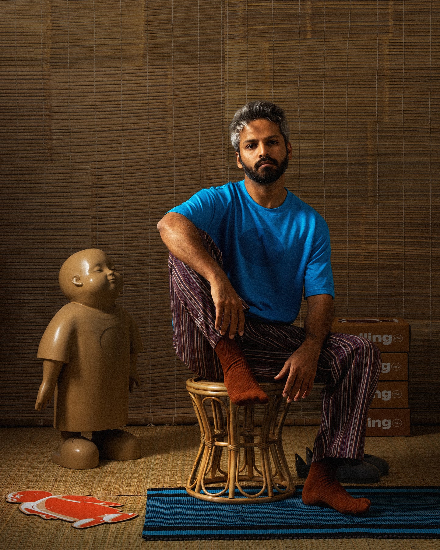 men's blue oversized hemp t-shirt