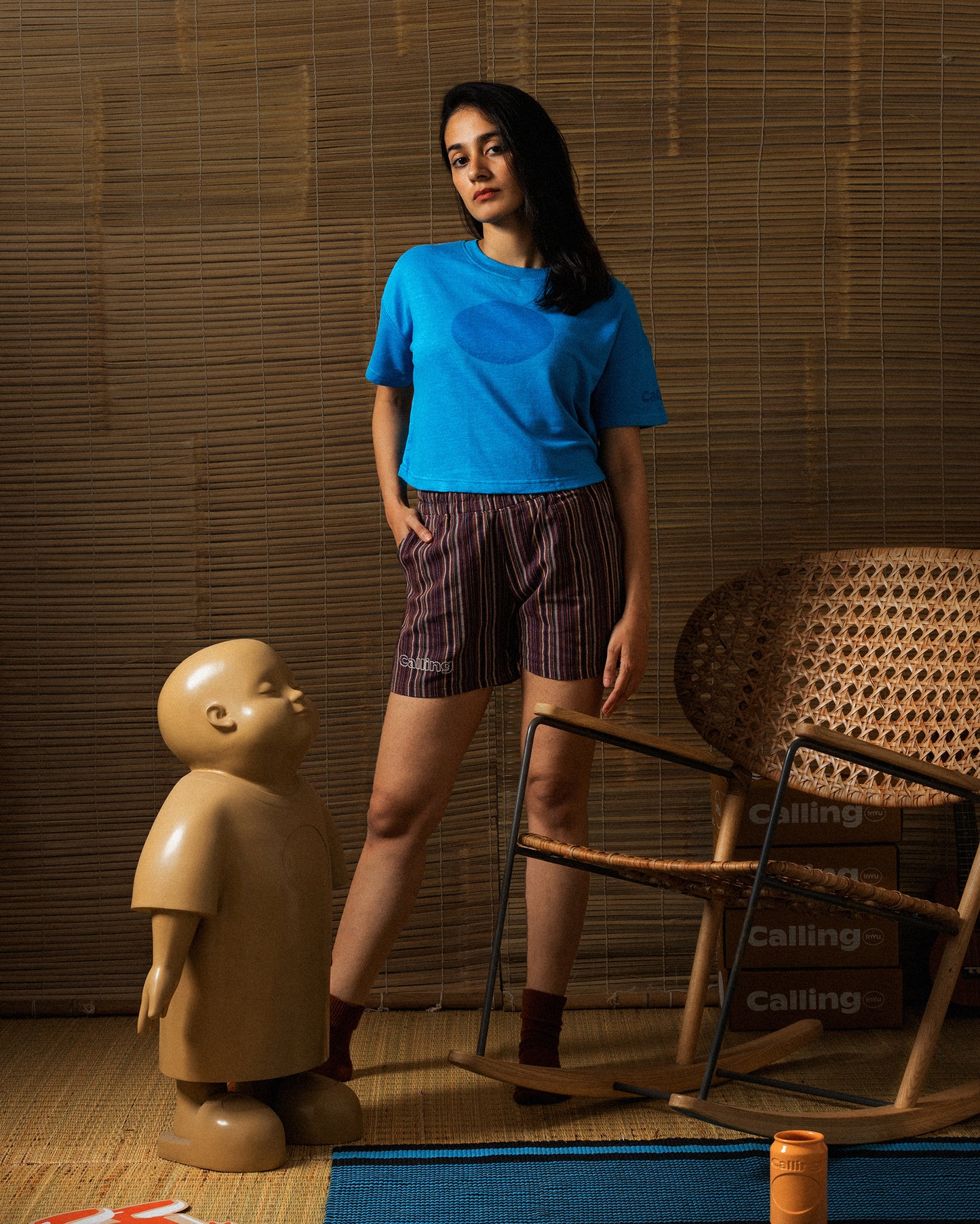women's striped hemp short