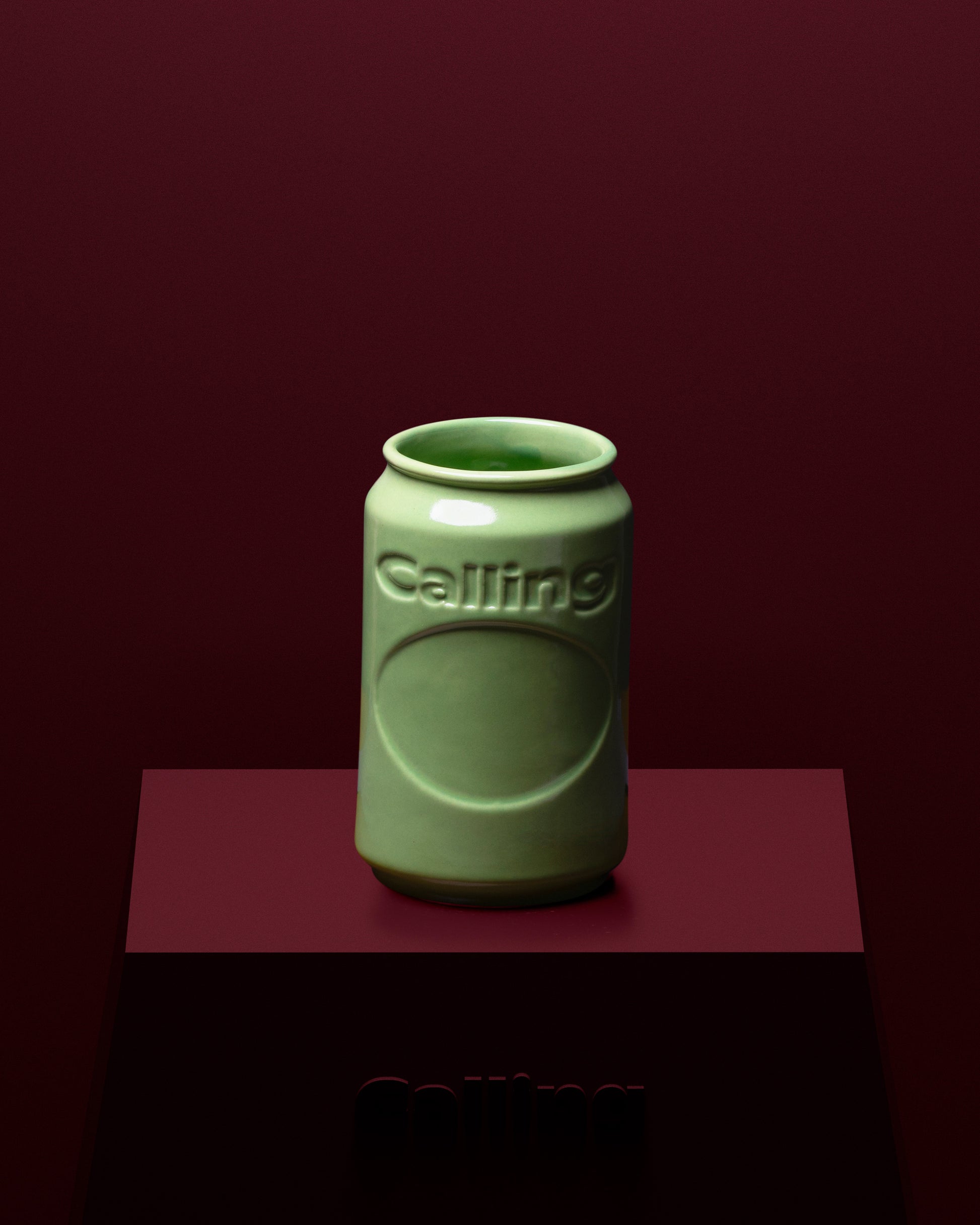 calling green ceramic can