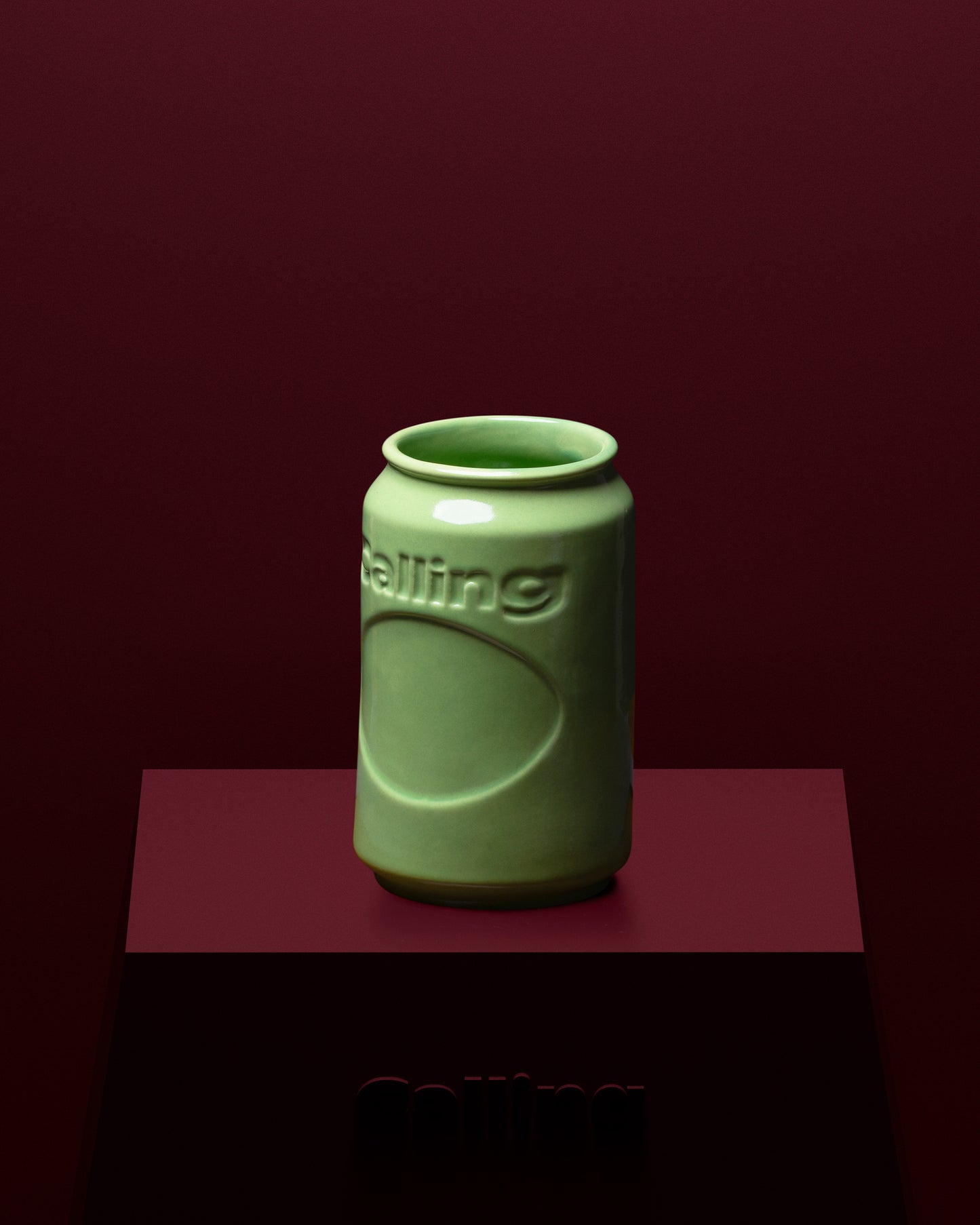 calling green ceramic can