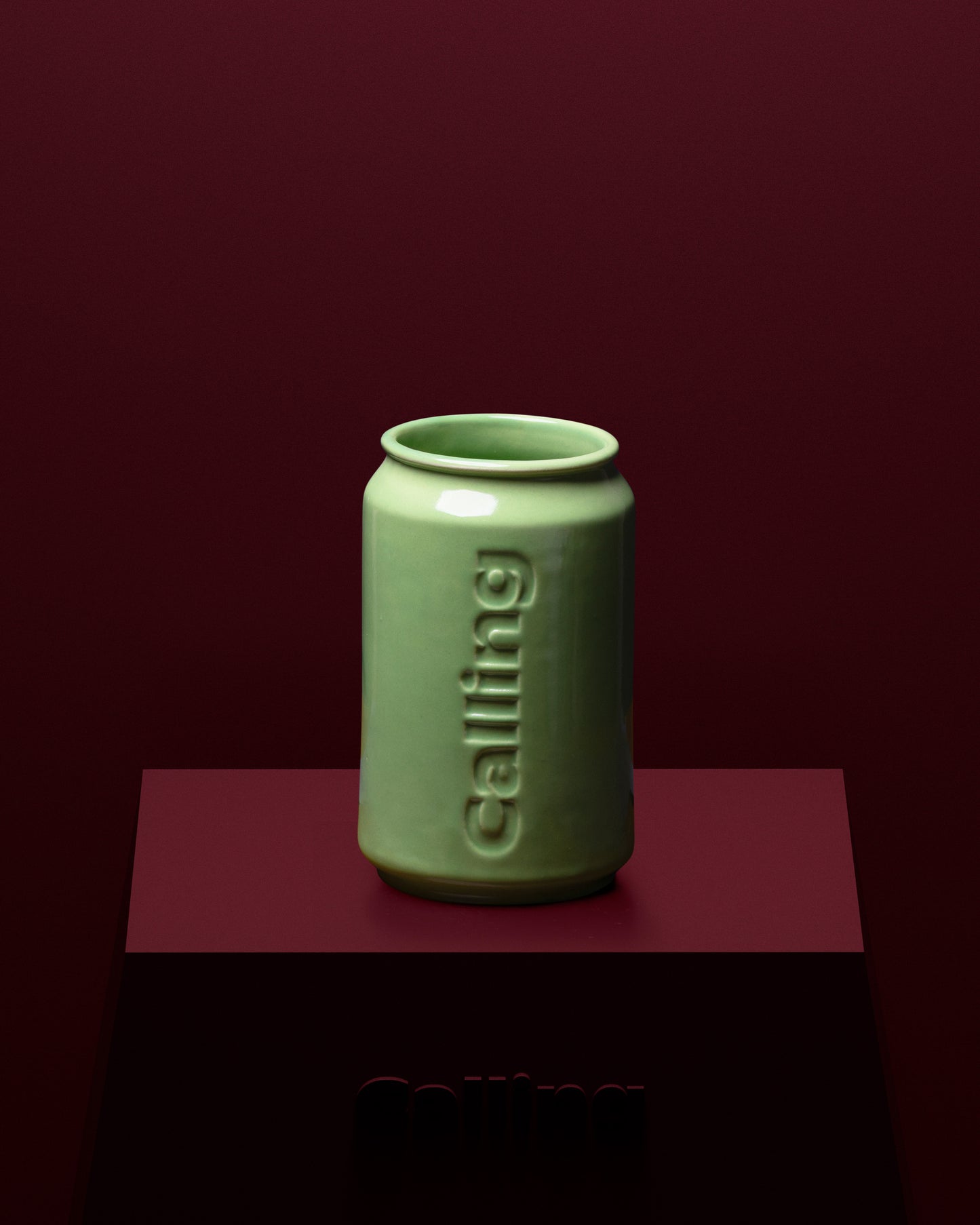 calling green ceramic can
