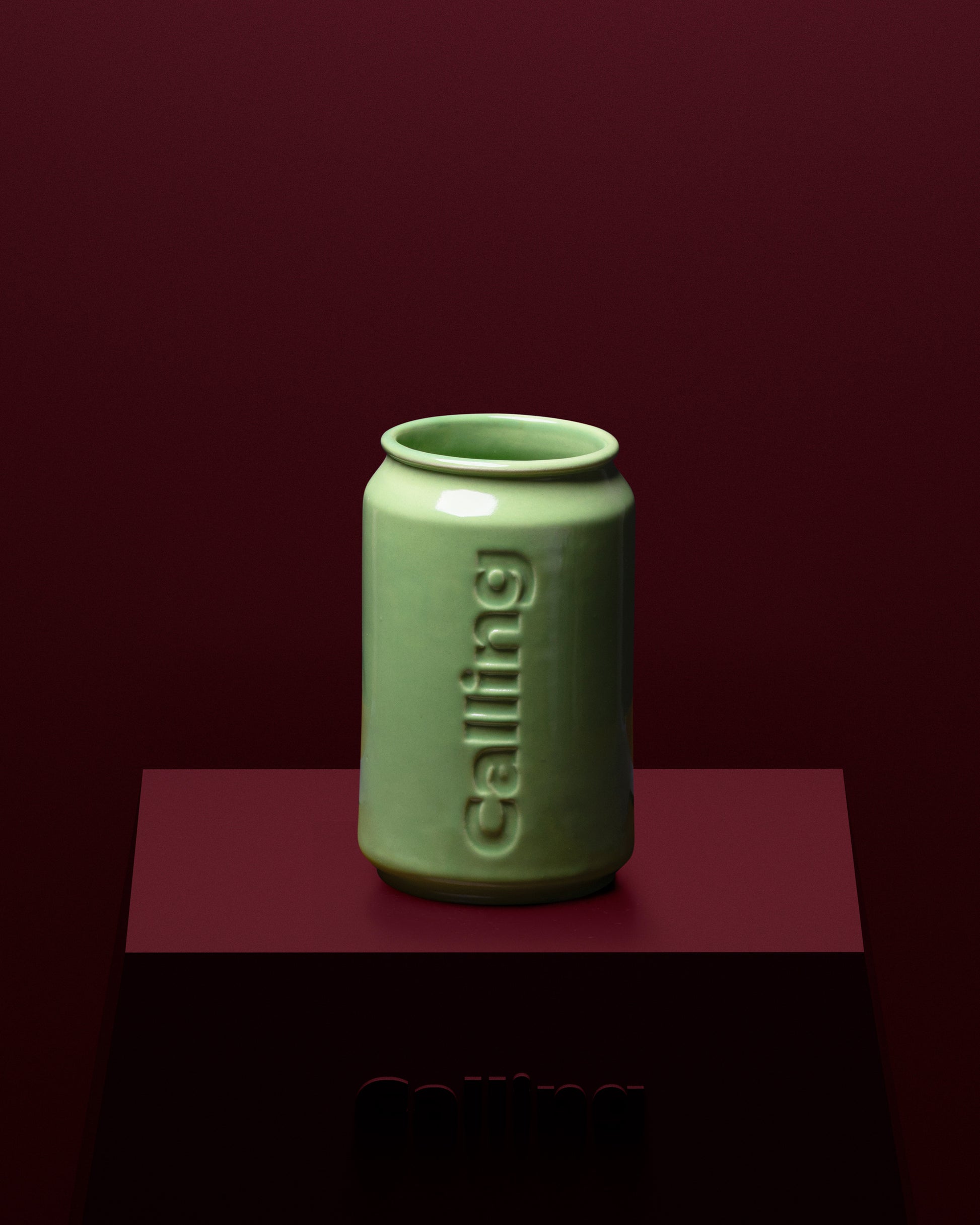 calling green ceramic can