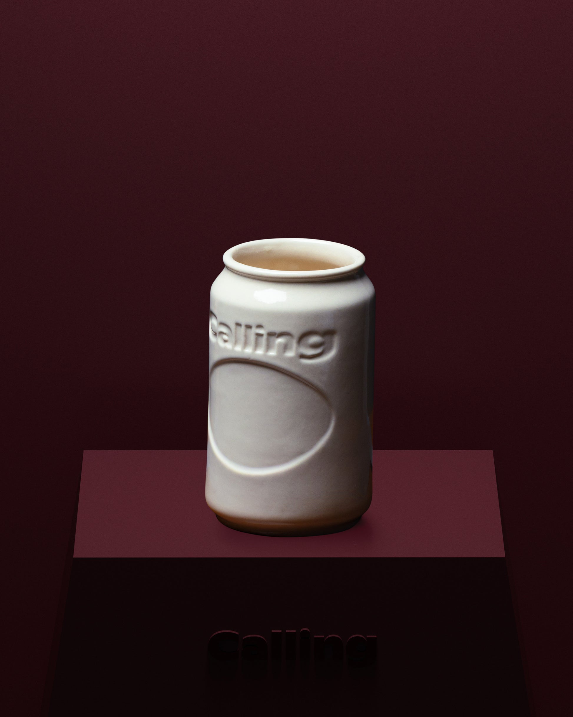 calling off-white ceramic can