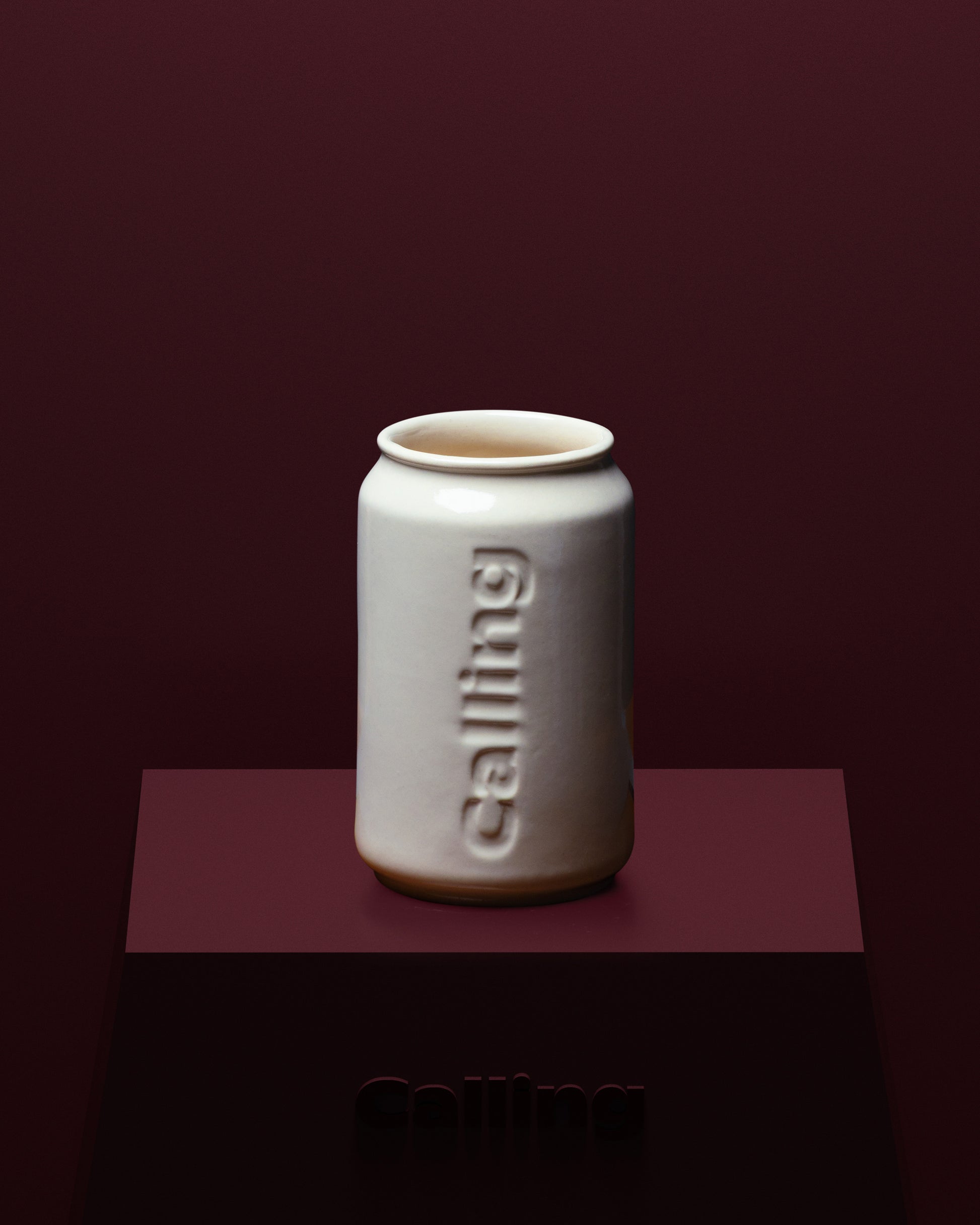 calling off-white ceramic can