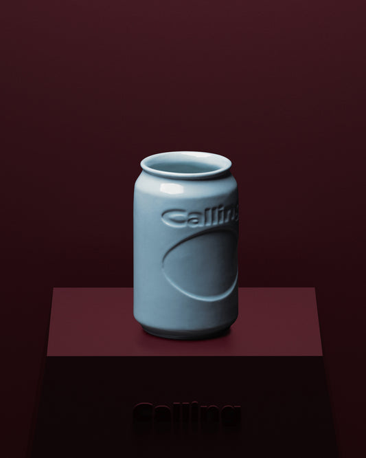 calling blue ceramic can