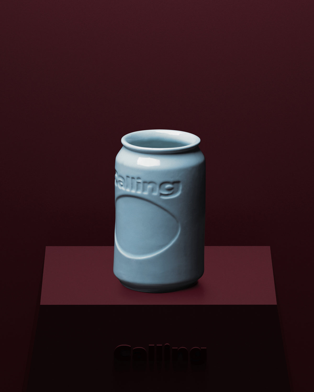 calling blue ceramic can