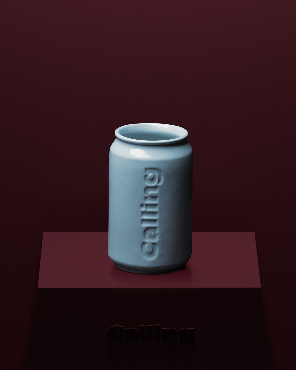 calling blue ceramic can