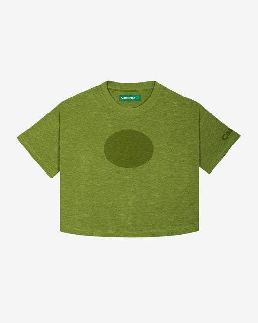 women's olive green oversized cropped hemp t-shirt