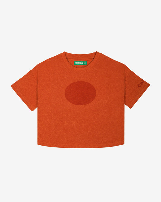 women's orange oversized cropped hemp t-shirt