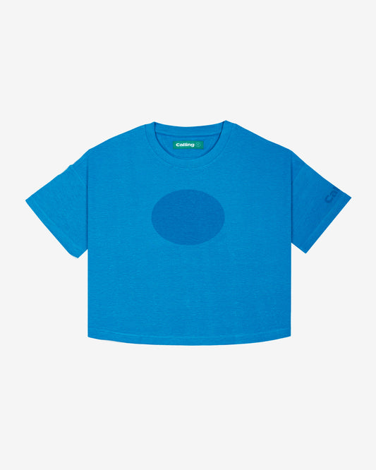 women's blue oversized cropped hemp t-shirt